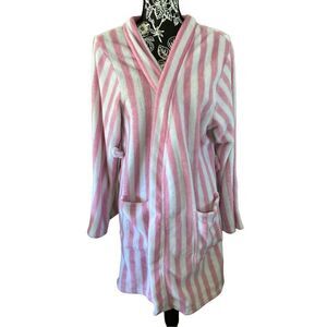 PJ Couture Striped Fleece Bath Robe Sleepwear Pajamas